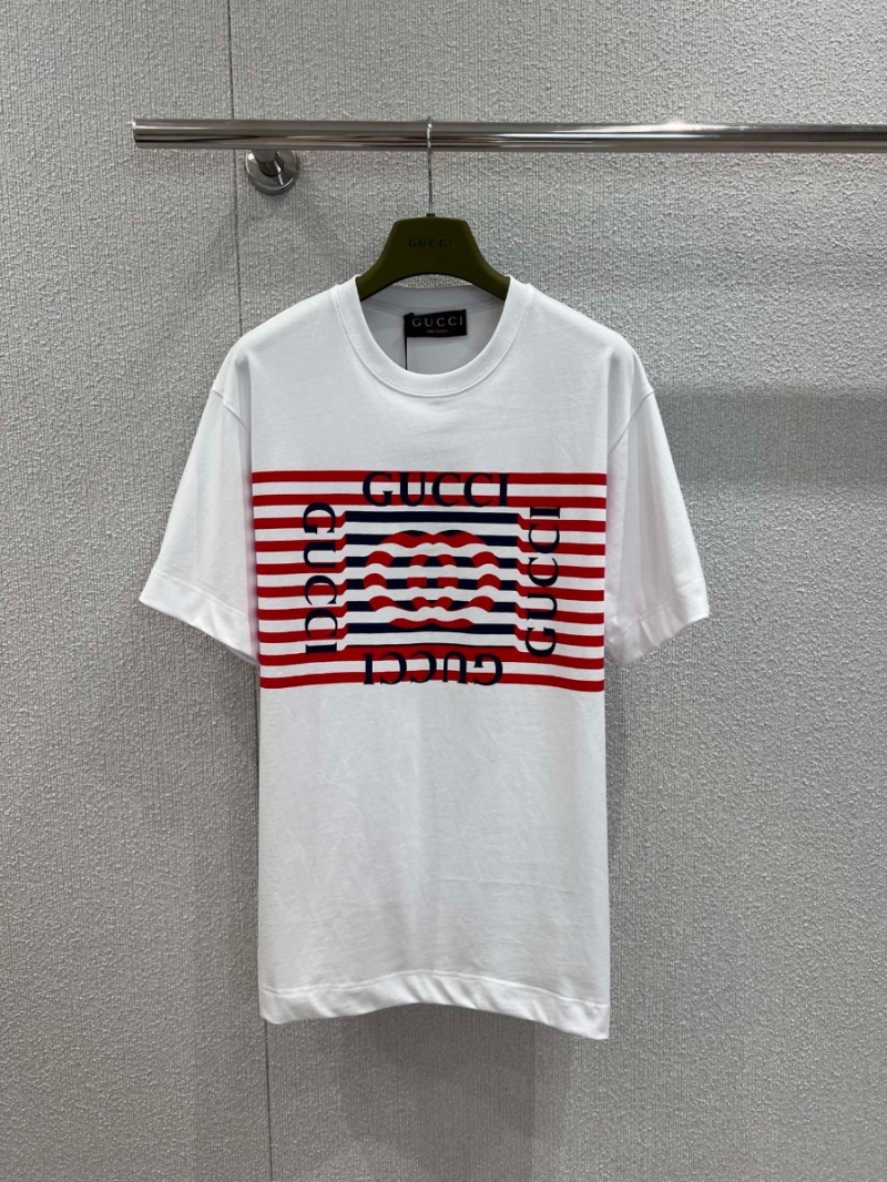 Gucci 25ss Summer Exclusive Retro Stripe Logo Print T-Shirt