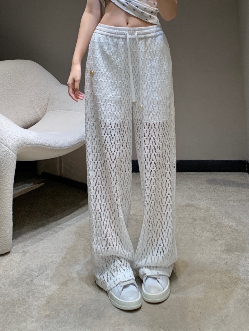 Valentino Exclusive Spring Summer Lace Drawstring Casual Pants