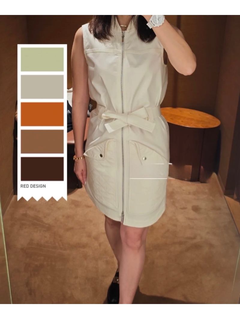 Hermes 25 Early Spring Sleeveless Zip-Up Dress with Belt White