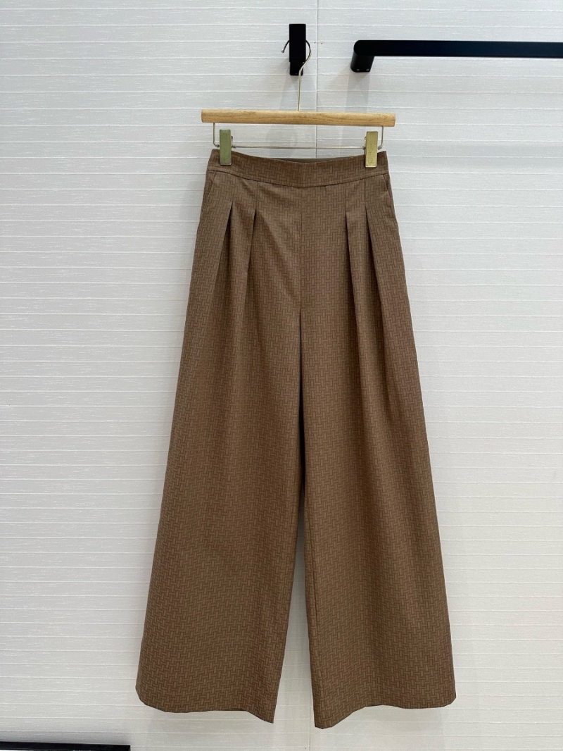 Exclusive Hermes 25s Early Spring Elastic High-Waist Pleated Cotton Trousers Khaki