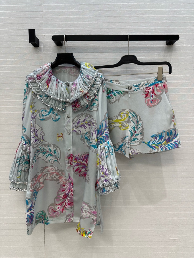 Chanel Luxe Silk Feather Print Shorts - Vacation Vibes