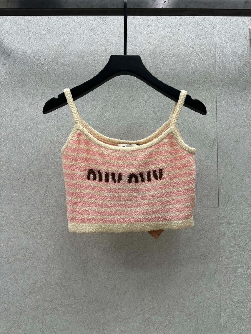 MiuMiu New Collection Striped Patchwork Camisole in Soft Towel Fabric with Pink and White for Ultra Versatility and Enhanced Fairness