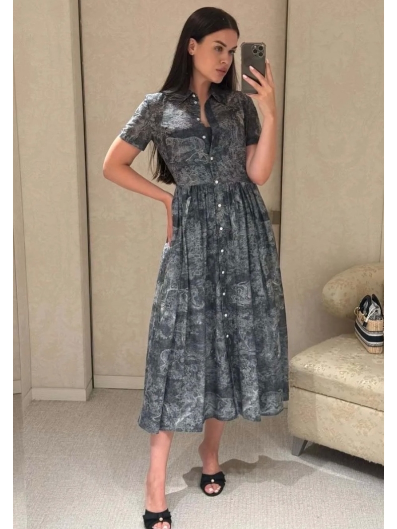 Dior Miss Dior Early Spring Collection: Luxe Silk-Cotton Jungle Animal Print Dress with Floral Detailing