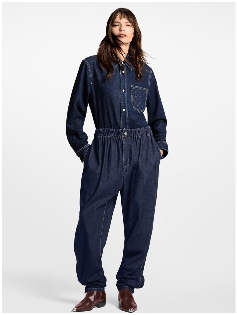 Louis Vuitton Monogram Denim Shirt Jacket - H-Silhouette Design in Premium Cotton