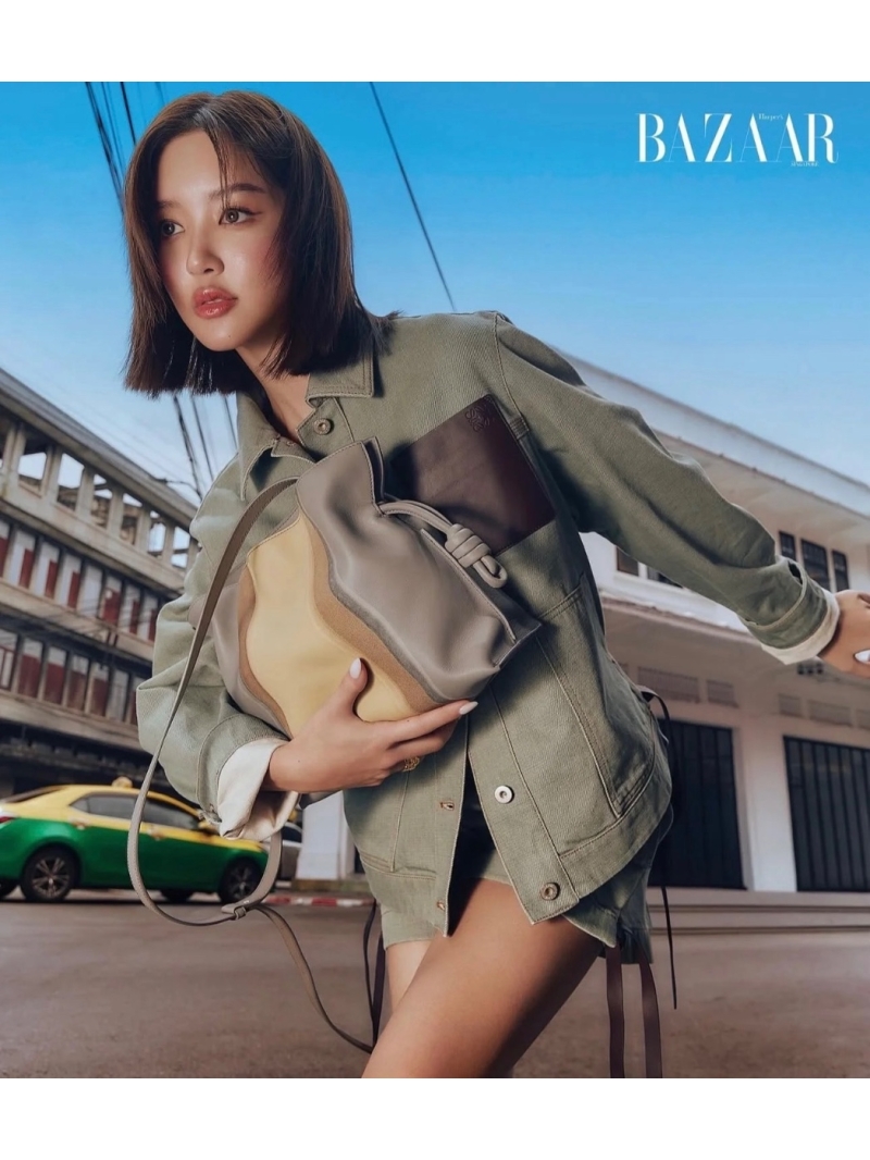 Loewe Exclusive Vintage Two-Tone Green Denim Jacket with Leather Trim