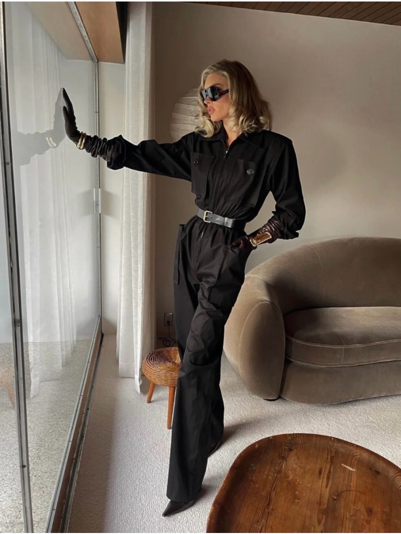 Saint Laurent YSL 24SS New Collection Utility Jumpsuit Black