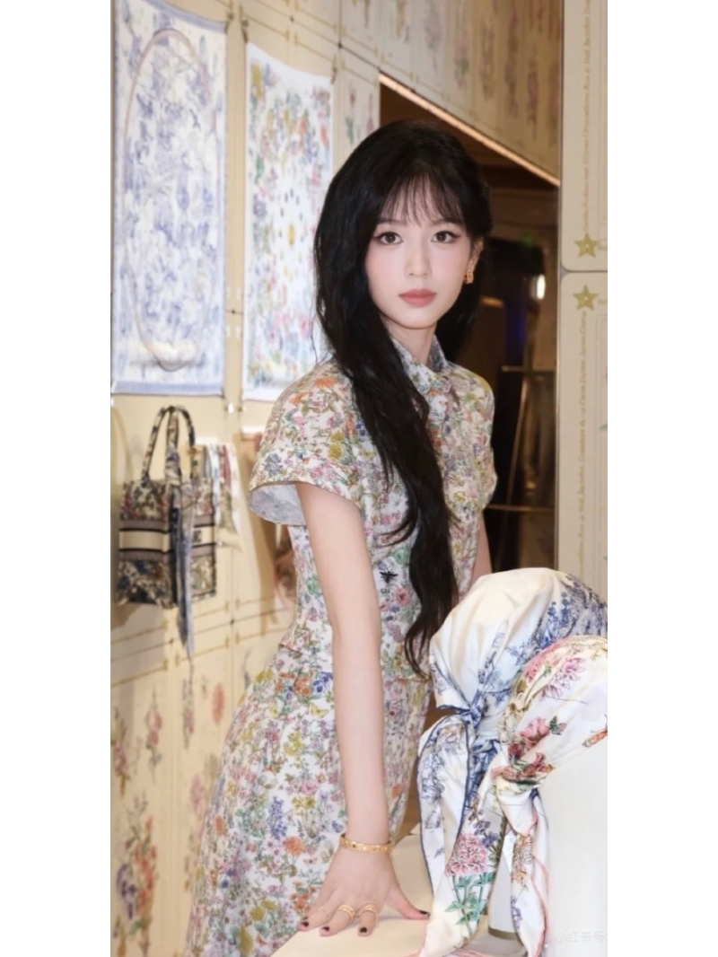 Dior Winter Collection Lucky Star Floral Print Belted Shirt Dress - Custom Imported Cotton - Romantic A-Line Silhouette