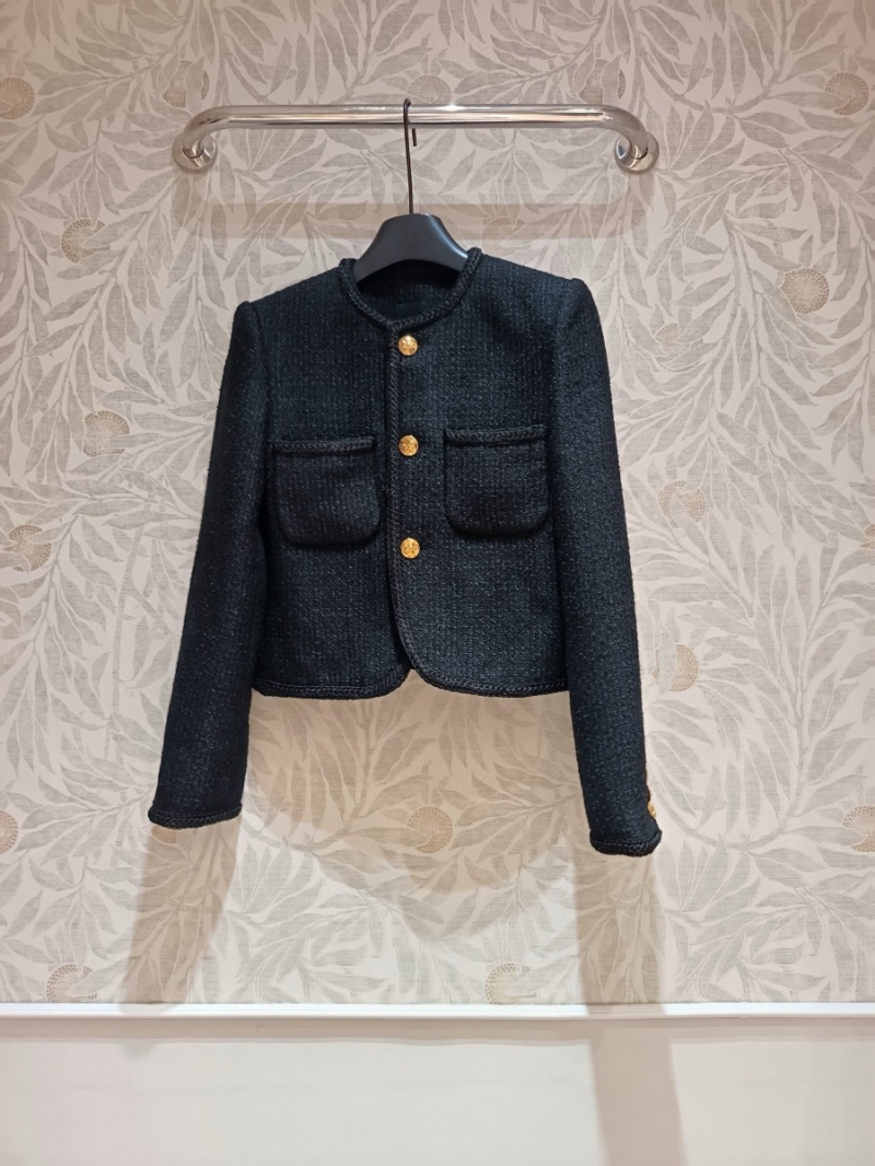 Celine Classic Black Tweed Mohair Wool Jacket with Gold Buttons