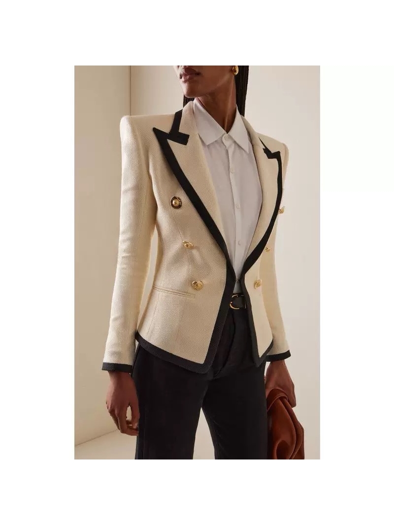 Balmain Limited Edition Early Fall Blazer with Contrast Trim and Gold Button Accents