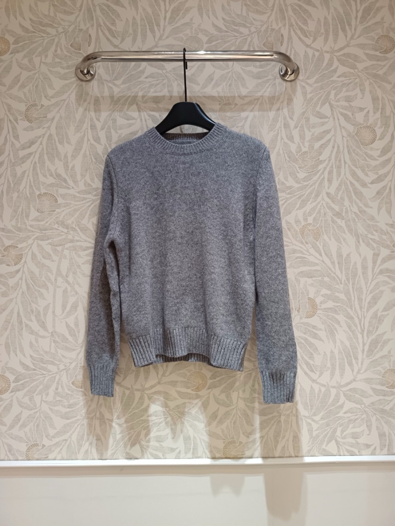 Prada 24FW Luxe Gray Wool-Cashmere Blend Sweater
