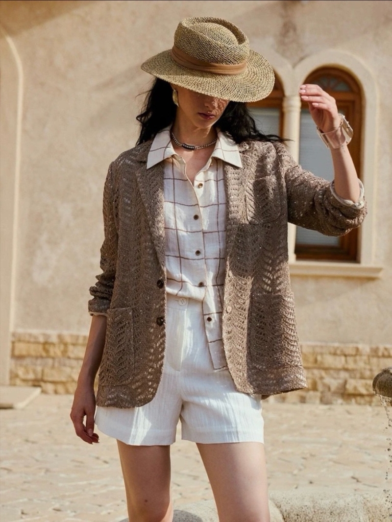 Brunello Cucinelli Limited Edition 25SS Luxe Linen-Cotton Lace Blazer – High-Intelligence Elegance in Two Colors