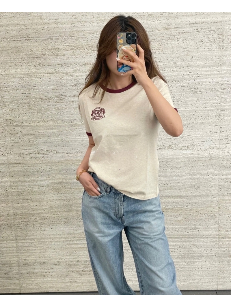 Celine Exclusive Women"s College Style Qixi Limited Edition Embroidered Short Sleeve T-Shirt