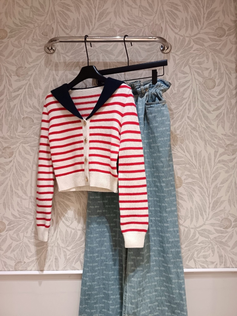 Miu Miu Nautical Collar Cashmere Knit Cardigan