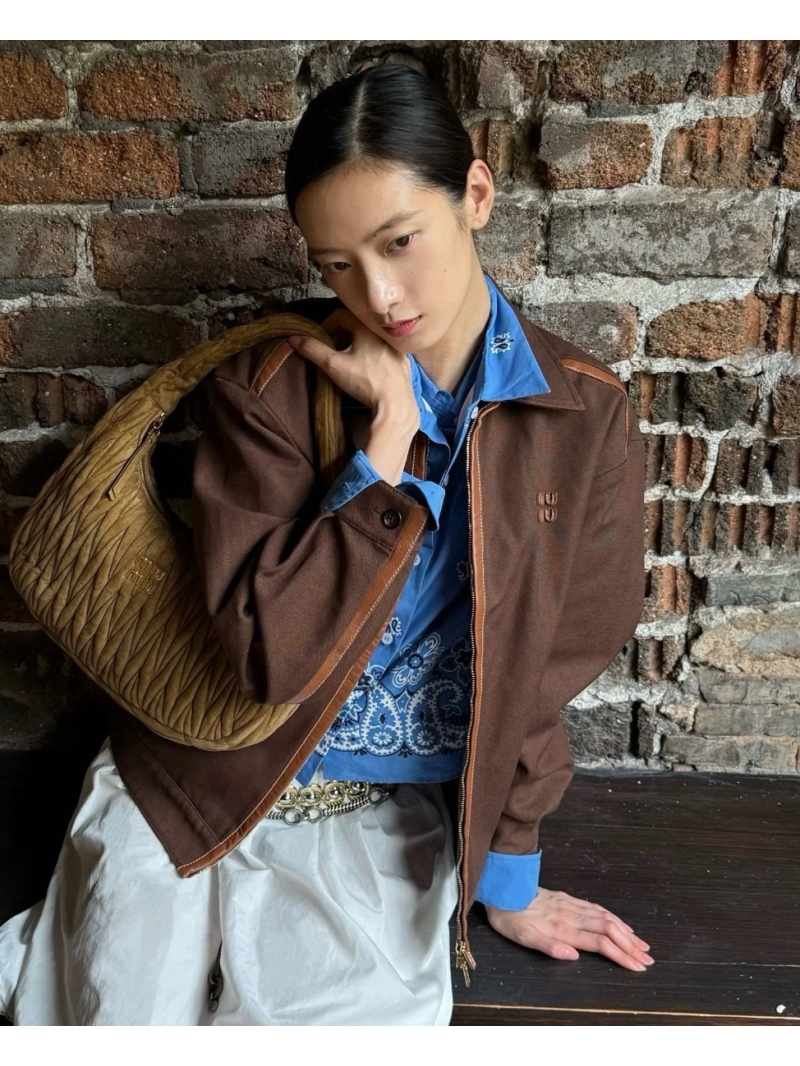 Miu Miu Exclusive Intellectual Collar Jacket in Chocolate - Luxe Oversized Fit with Dual-Zip Design