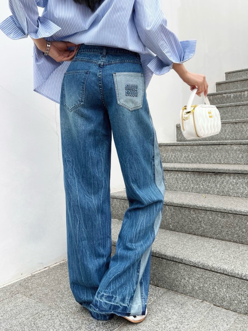 Miu Miu 25 Early Spring Color-Block Straight-Leg Jeans