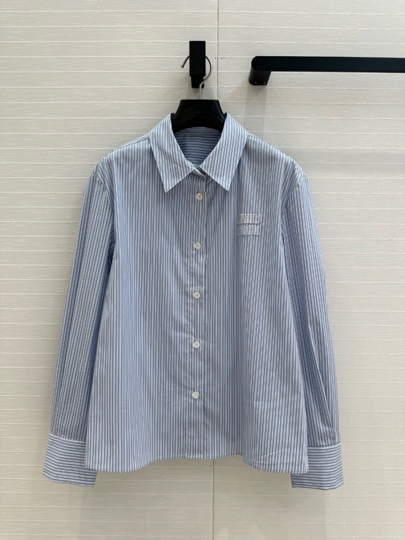 Miu Miu 25 Early Spring Sky Blue Striped Shirt