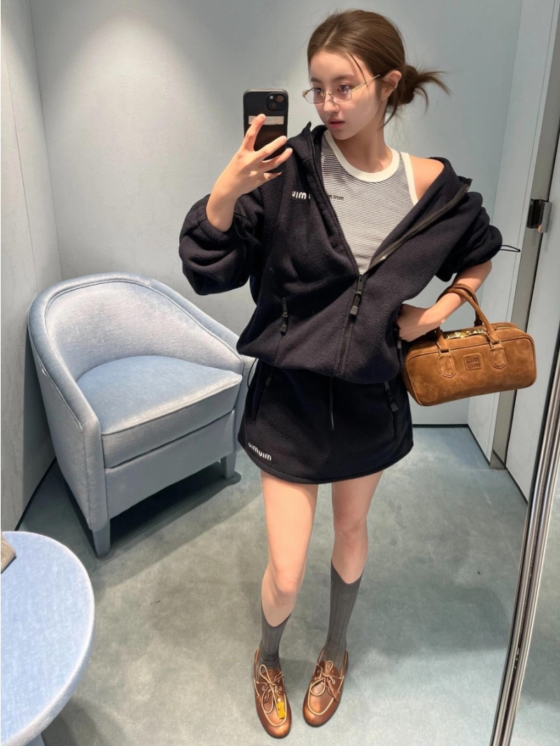 Miu Miu Exclusive Navy Blue Embroidered Logo Fleece Vest - Early Autumn Collection