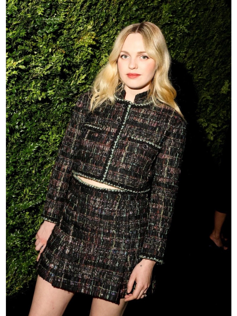 Chanel 25B Tweed Blazer and Skirt Set - Luxe Wool Blend with Handwoven Trim and Custom Metal Buttons in Black, White, and Brown