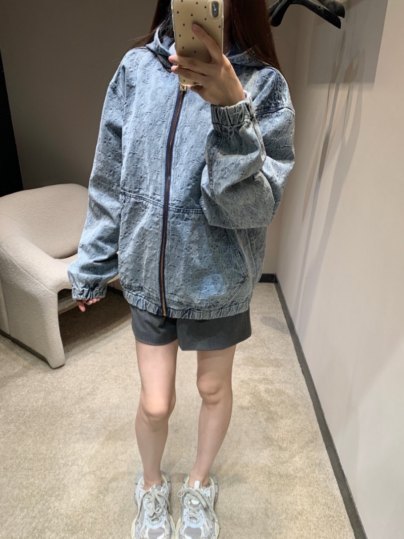 Louis Vuitton Exclusive Monogram Denim Hooded Jacket in Light Blue - Unisex Luxury Outerwear