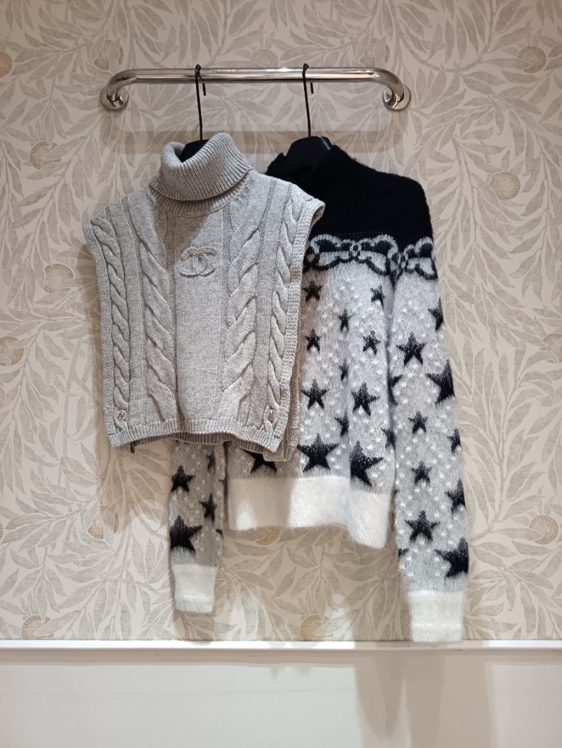 Chanel High Neck Cable Knit Cashmere Vest