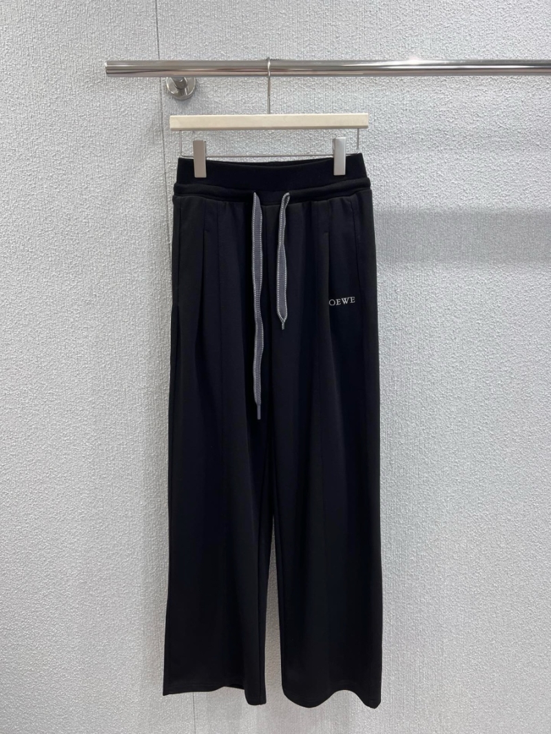 Loewe Exclusive High-Waisted Wide-Leg Drawstring Pants in Black