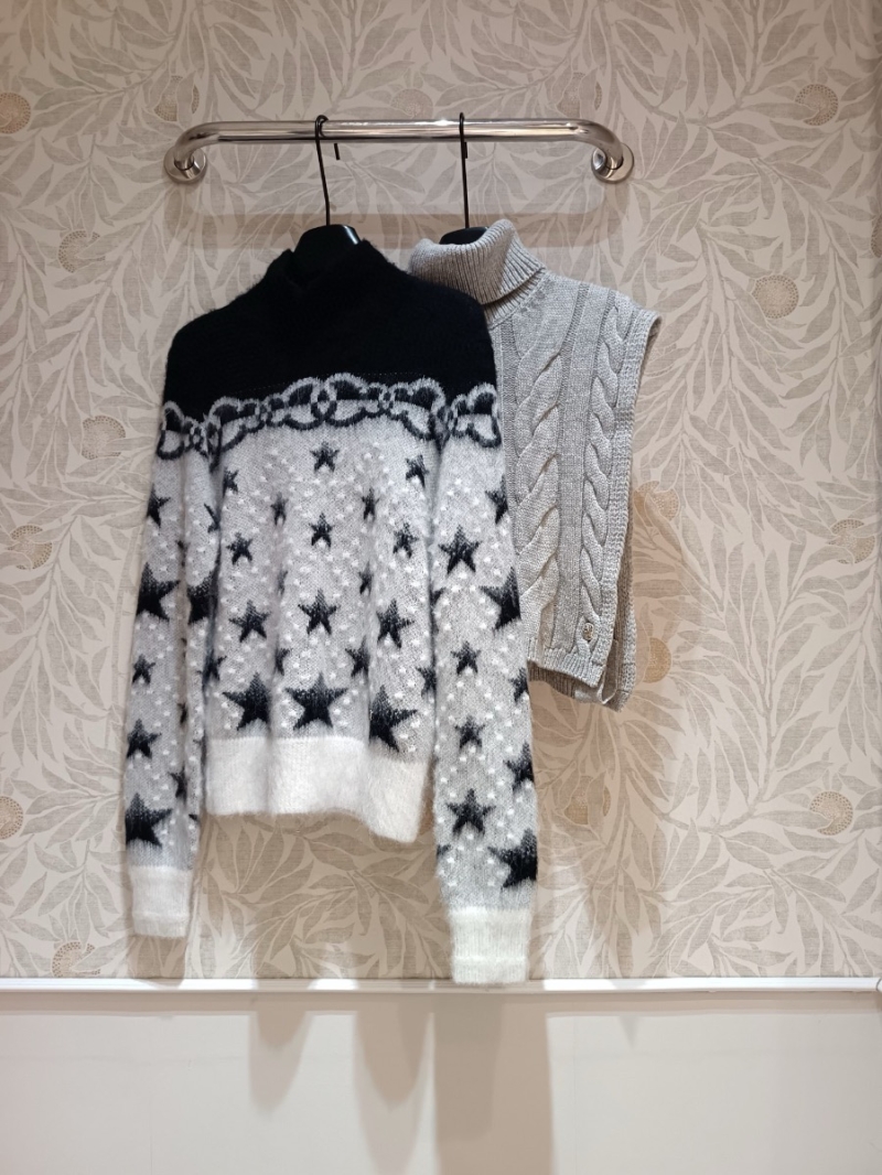 Chanel CoCo Neige ski collection Star Pattern High Neck Cashmere Sweater Grey