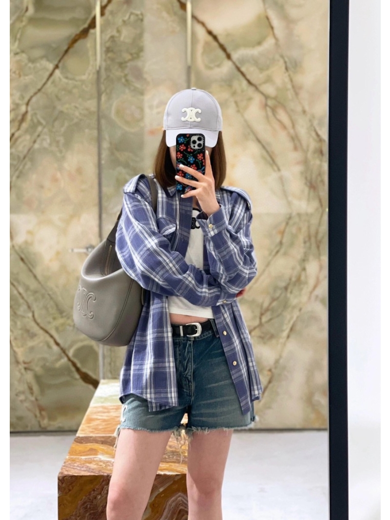 Celine 24Fw Early Autumn New Dual Pocket Plaid Shirt