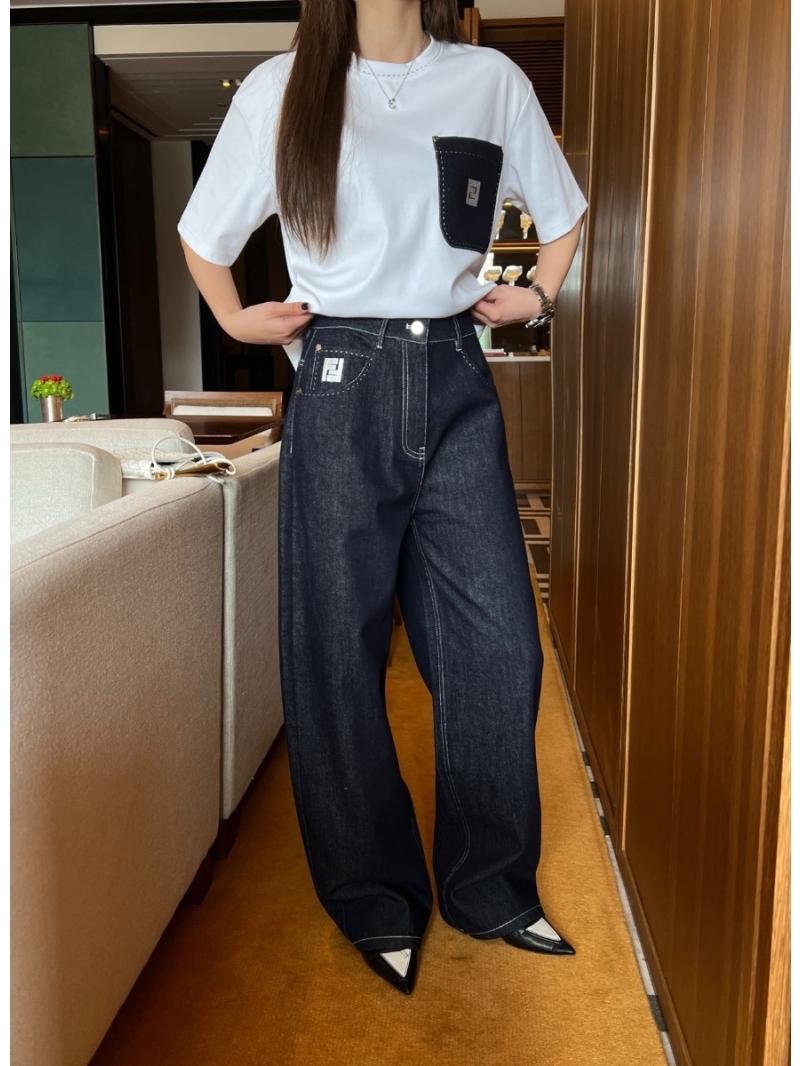 Fendi Spring/Summer 2025 Original Blue Denim Curved Blade Pants
