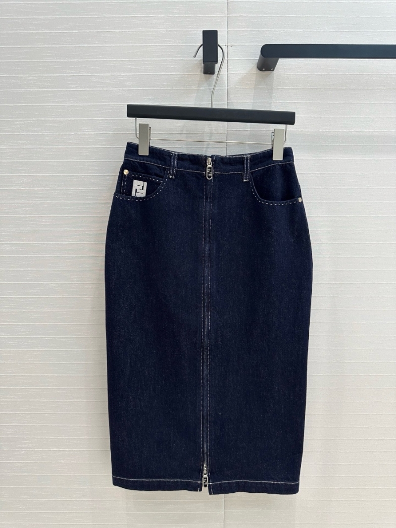 Fendi Spring/Summer 2025 Original Blue Denim Midi Skirt