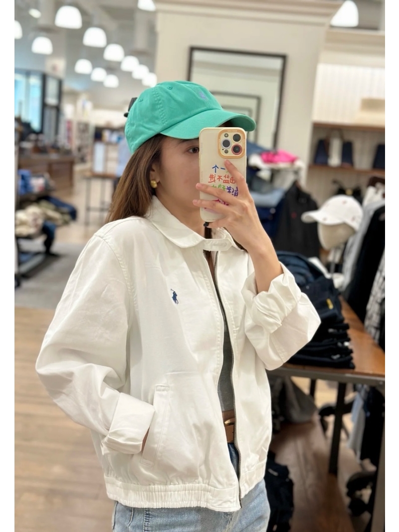 Ralph Lauren Creme Denim Jacket with Embroidered Logo - Short Zip-Up Style