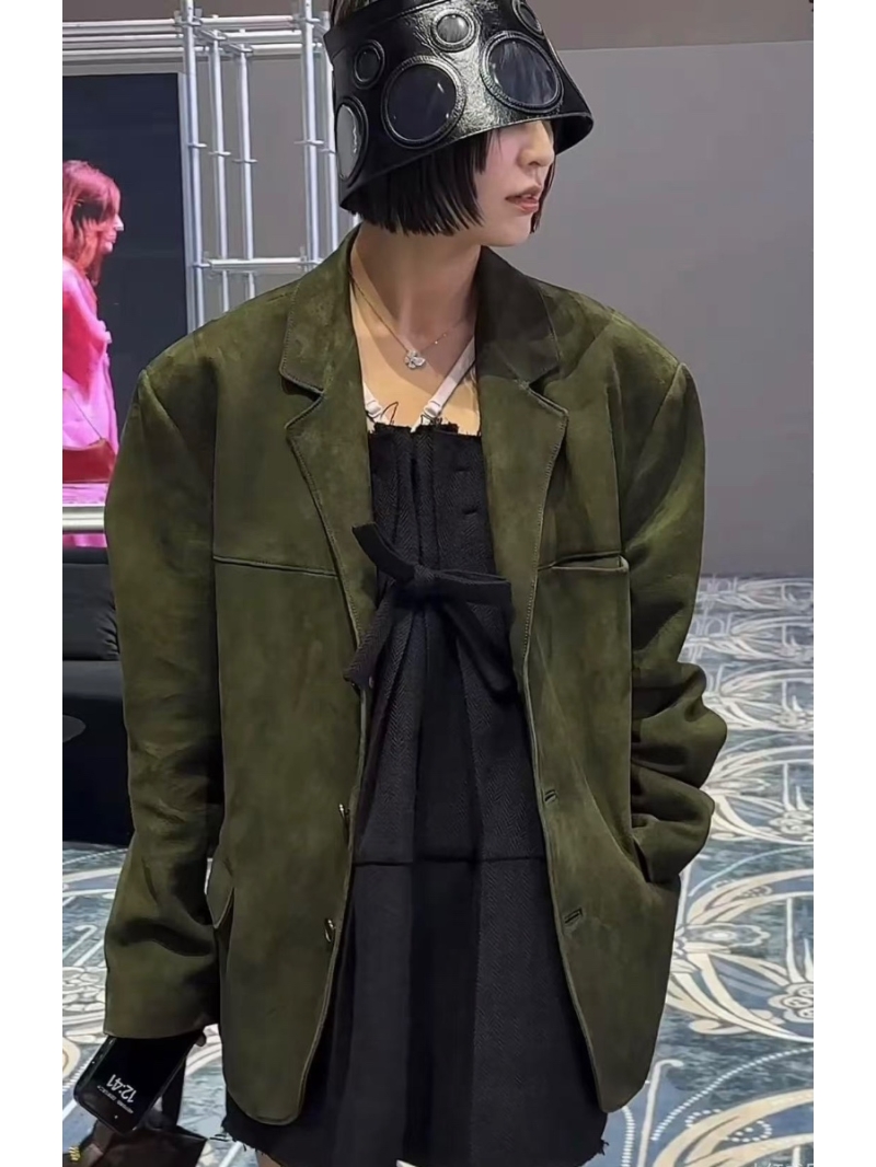 Prada Exclusive Custom Suede Blazer in Classic Brown - Early Fall Collection