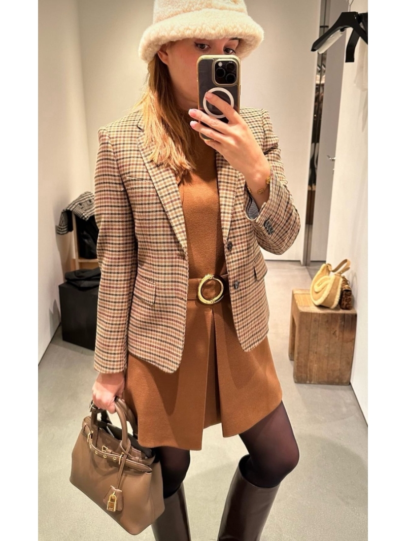 Celine British-Inspired Wool Blend Houndstooth Blazer