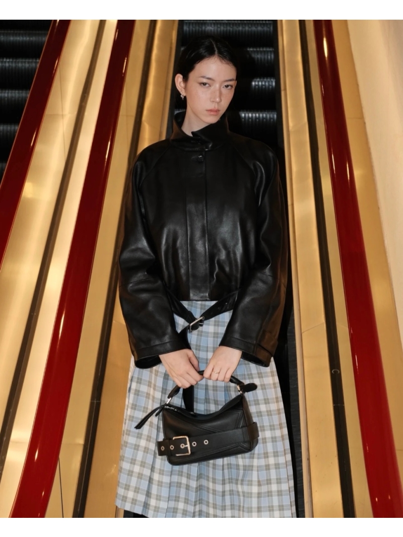 Loewe Exclusive Retro Modern Stand Collar Leather Jacket in Luxe 100% Lambskin