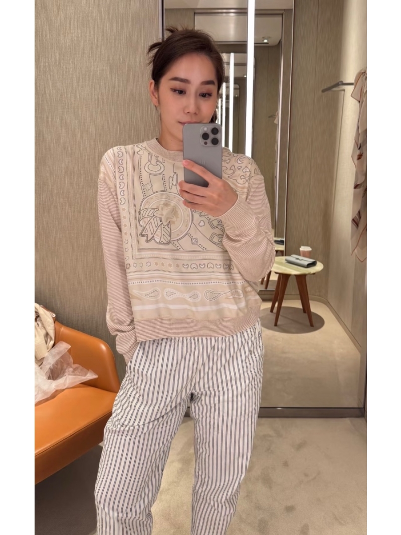 Hermes Autumn/Winter Candy Libris Printed Patchwork Knit Top