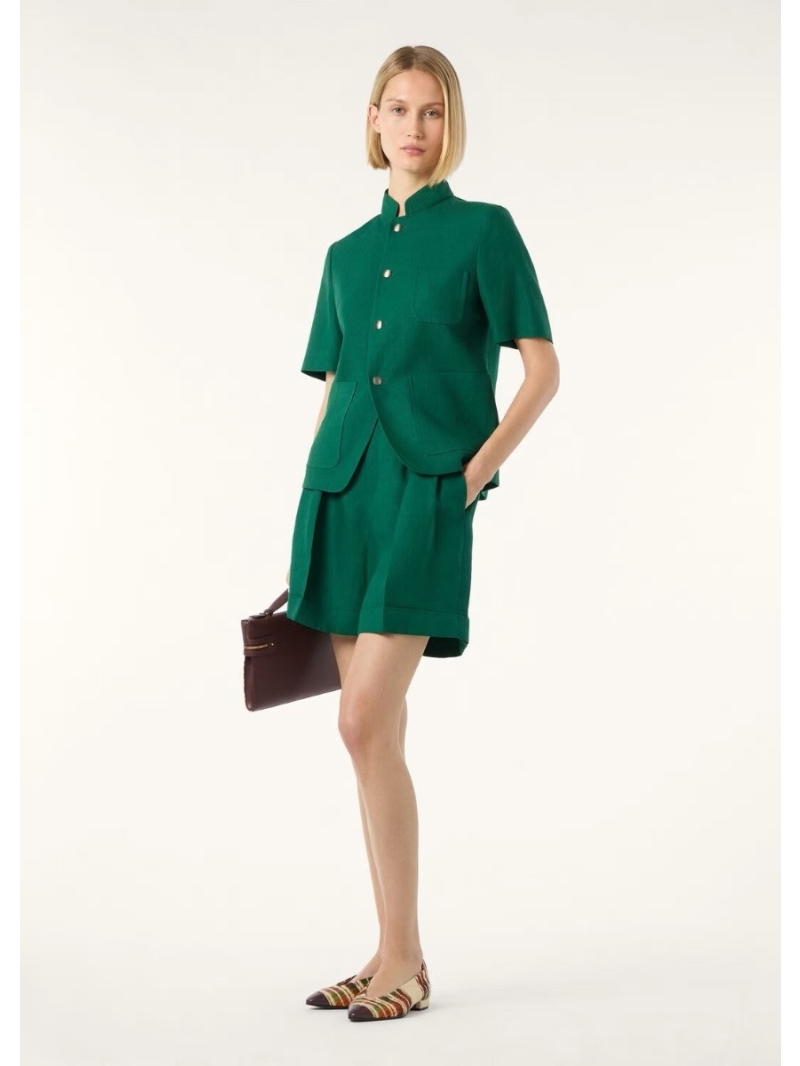 Loro Piana Exclusive Luxe High-Intelligence Green Linen Jacket