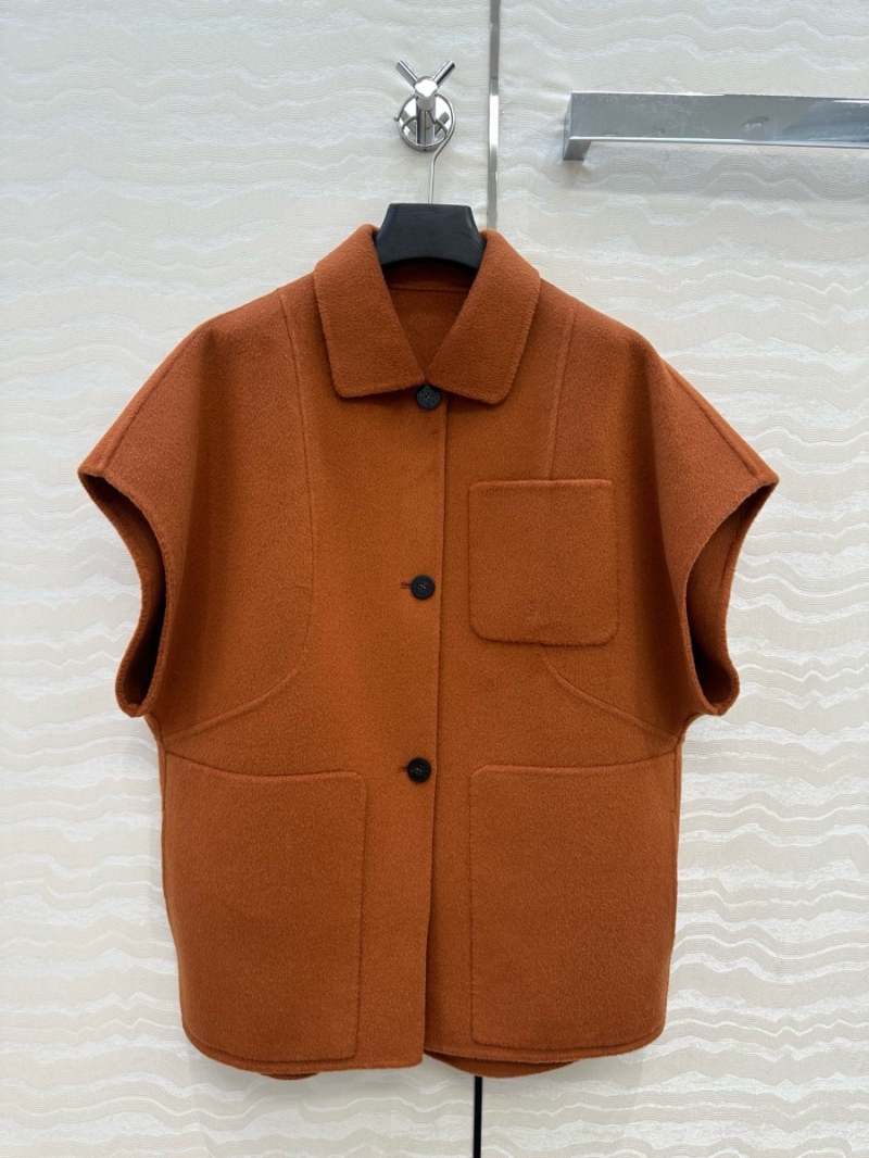 Hermès Handcrafted Double-Faced Wool & Cashmere Mid-Length Vest Coat in Caramel