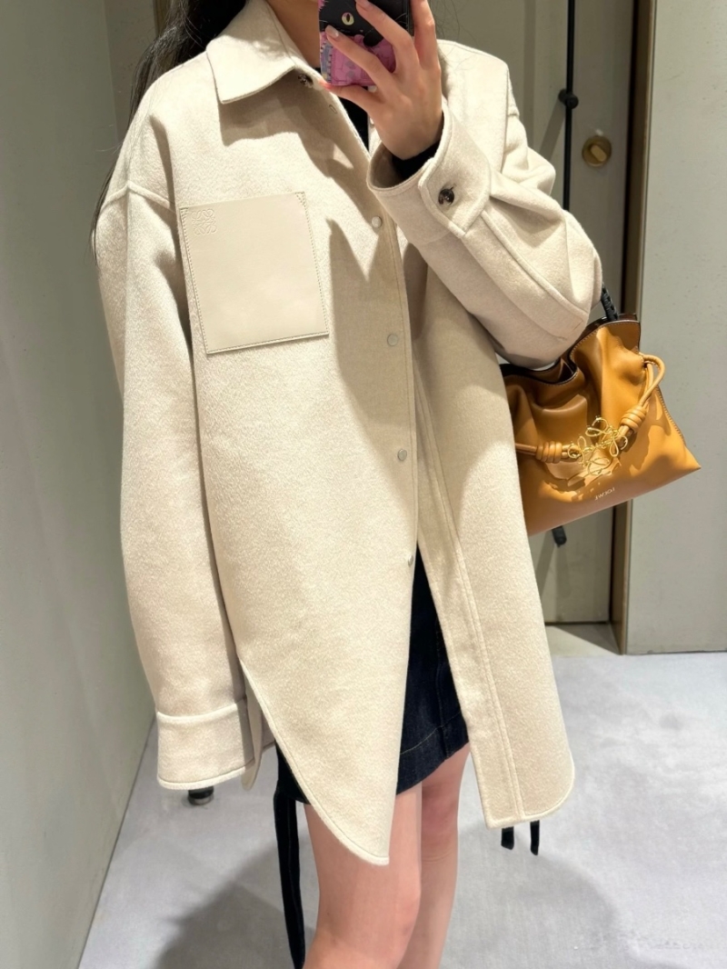 Loewe Exclusive Limited Edition Autumn Winter Handmade Double-Faced Cashmere Wool Coat in Black