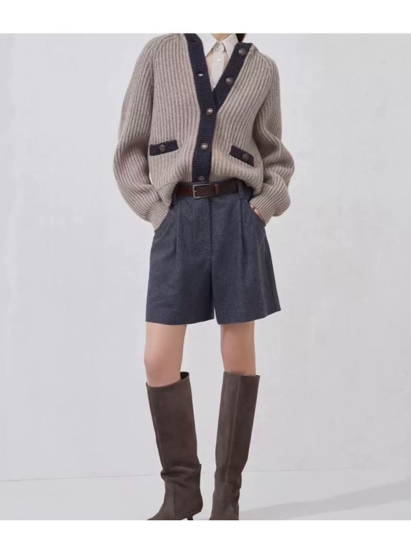 Brunello Cucinelli Exclusive Luxe Cashmere Hooded Coat in Grey & Black