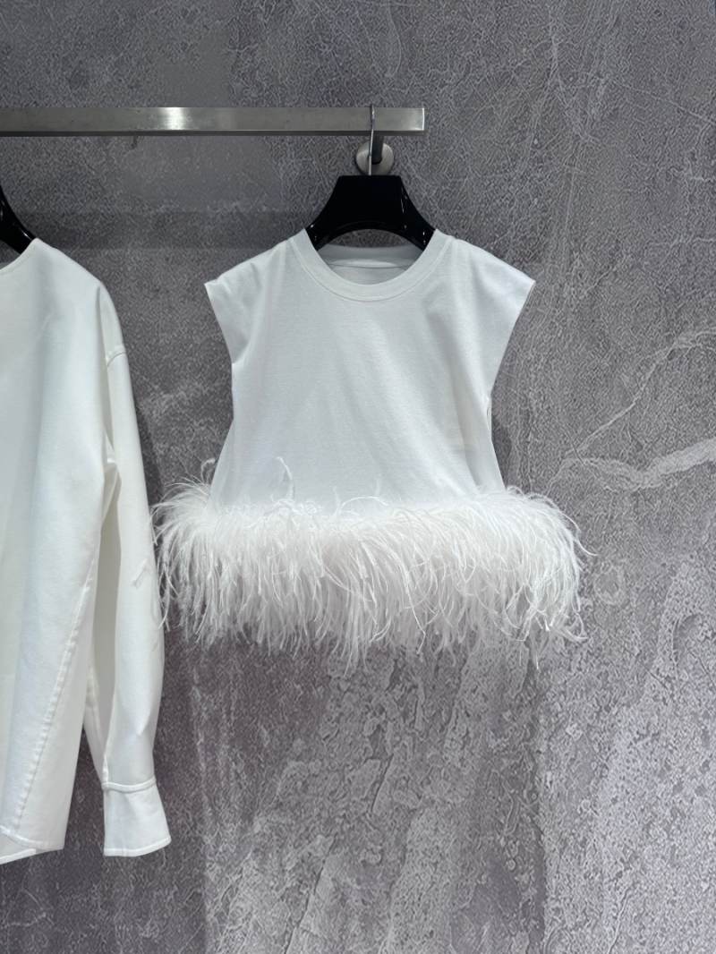 Valentino Ostrich Feather Cotton Top