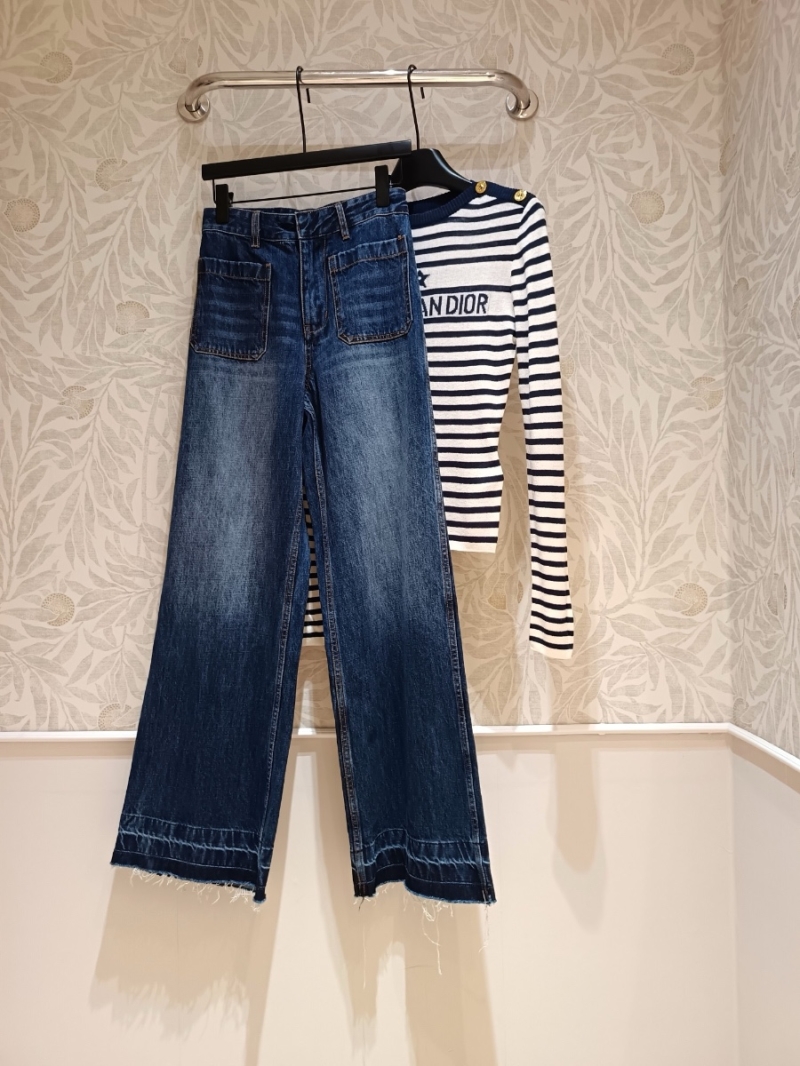 Dior Spring/Summer 2024 High-Waisted Straight-Leg Jeans with Double Pockets in Washed Blue