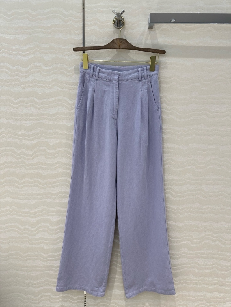 Brunello Cucinelli Summer 2025 Dopamine Collection Linen Denim Straight-Leg Pants