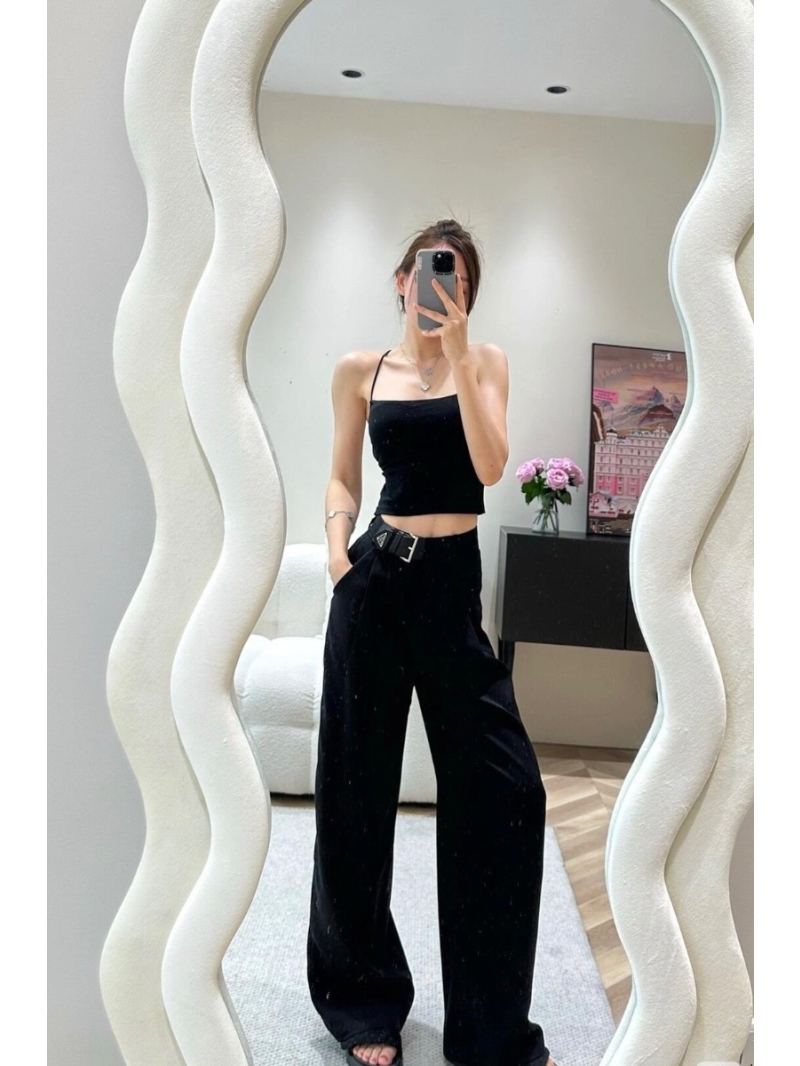Prada Belted Casual Trousers- High Waisted