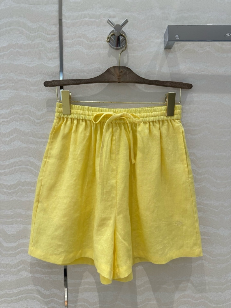 Loro Piana Spring 2025 Linen Elastic Waist Shorts Yellow