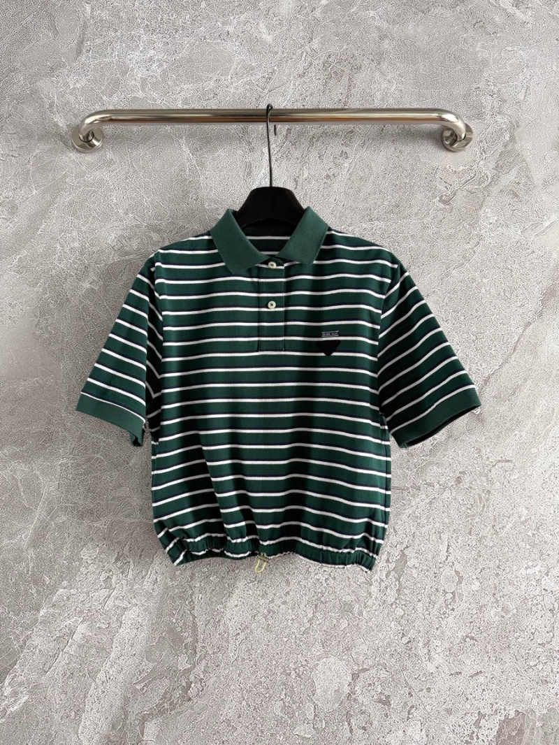 Prada2025 Summer Spring Striped Polo Shirt – Timeless Elegance in Vibrant Colors