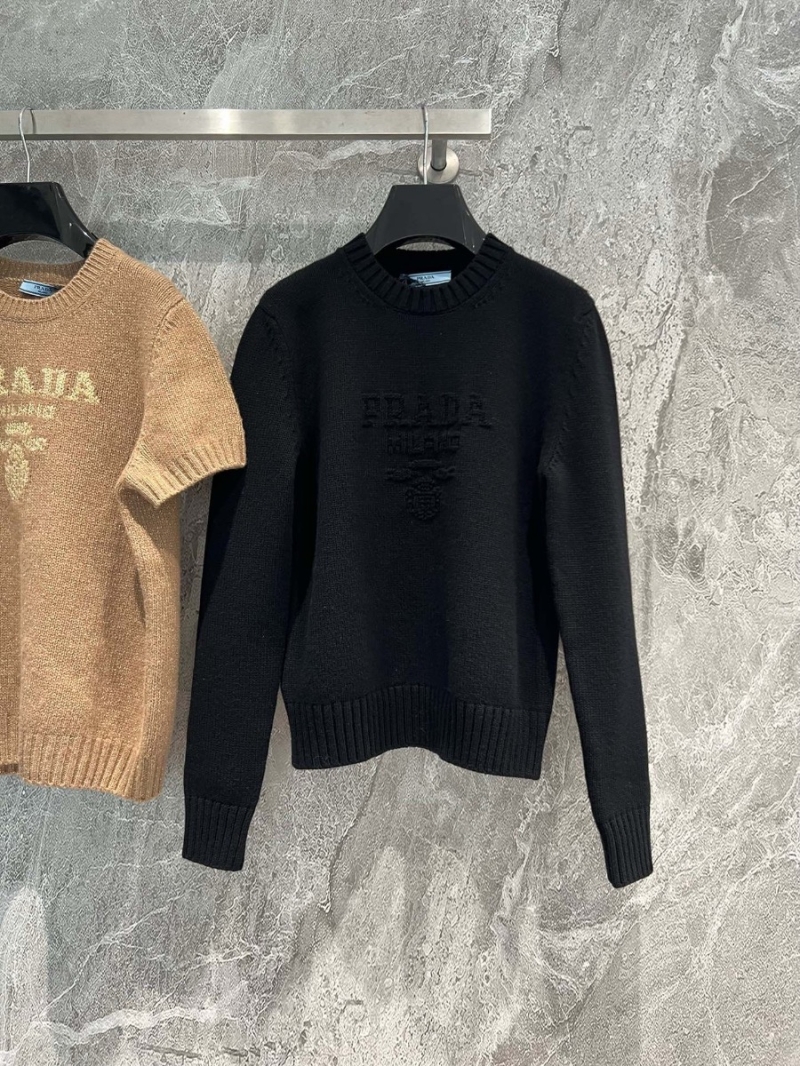 Prada High-Gram Cashmere-Wool Blend Sweater Black