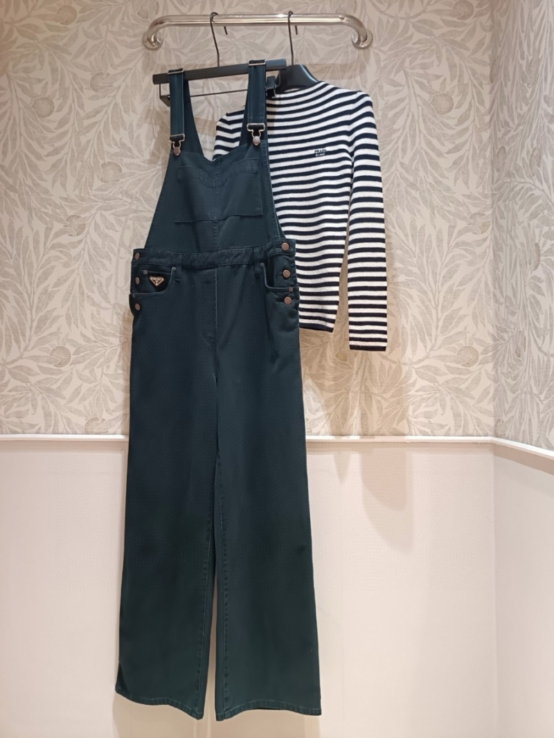 Prada Vintage Wash Black Denim Overalls