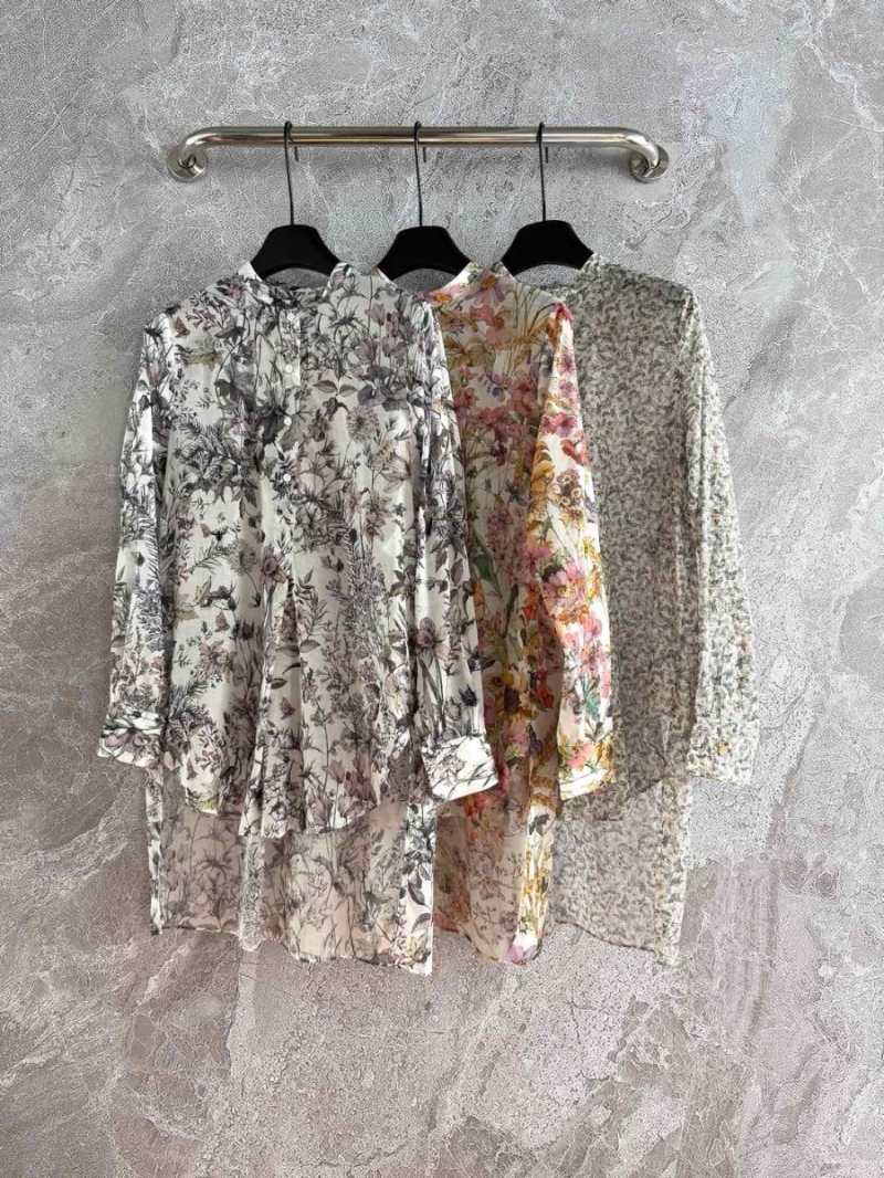 Dior Spring 2025 New Grey Pink Butterfly Print Shirt – Elegant Spring Collection