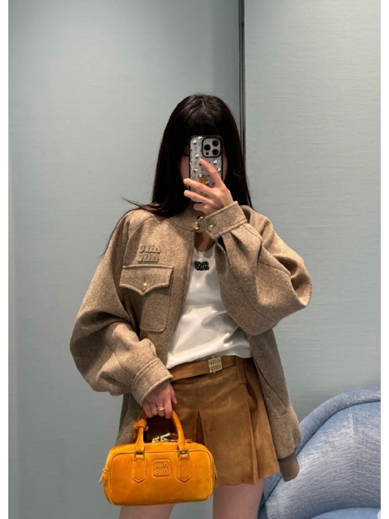 Miu Miu Unisex Retro Herringbone Wool Jacket