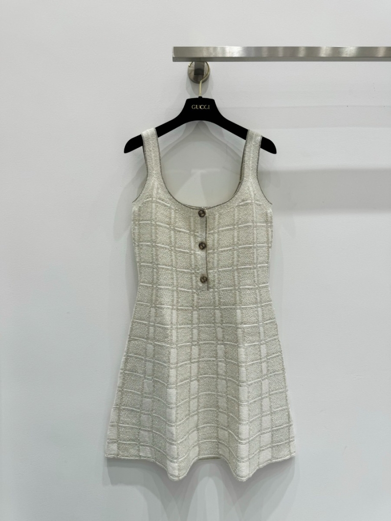 Gucci 25SS Early Spring Collection Gold Thread Plaid Sleeveless Dress