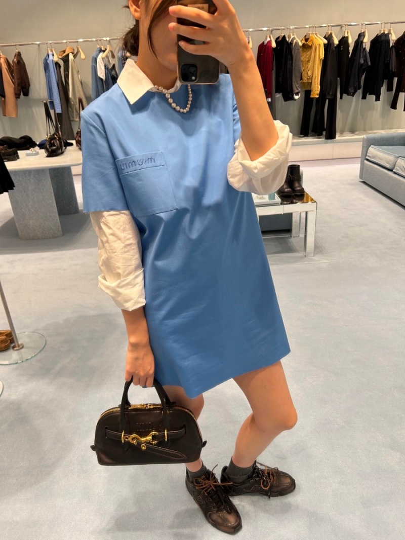 Miu Miu Fall/Winter 24 Embroidered Pocket Cotton Dress